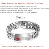 Men's Medical Alert ID Tag Bracelet Stainless Steel Bangle Wrist Cuba Link