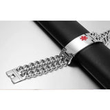 Men's Medical Alert ID Tag Bracelet Stainless Steel Bangle Wrist Cuba Link