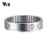 Medical Alert ID Bracelet Stainless Steel Stretch Unisex