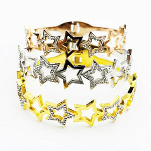 Hollow Zircon Star Bracelet Stainless Steel Romantic Rose Jewelry Gift