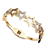 Hollow Zircon Star Bracelet Stainless Steel Romantic Rose Jewelry Gift