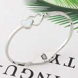 Stainless Steel Crystal Heart Bracelet Bangle for Women