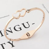 Stainless Steel Crystal Heart Bracelet Bangle for Women