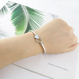 Stainless Steel Crystal Heart Bracelet Bangle for Women