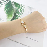 Stainless Steel Crystal Heart Bracelet Bangle for Women