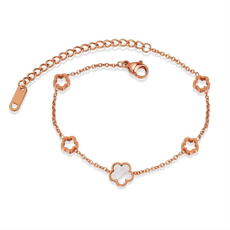 Shell Flower Chain Bracelet Stainless Steel On Hand Jewelry