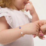 Evil Eyes Open Cuff Bangle Bracelet With Pearl For Girls