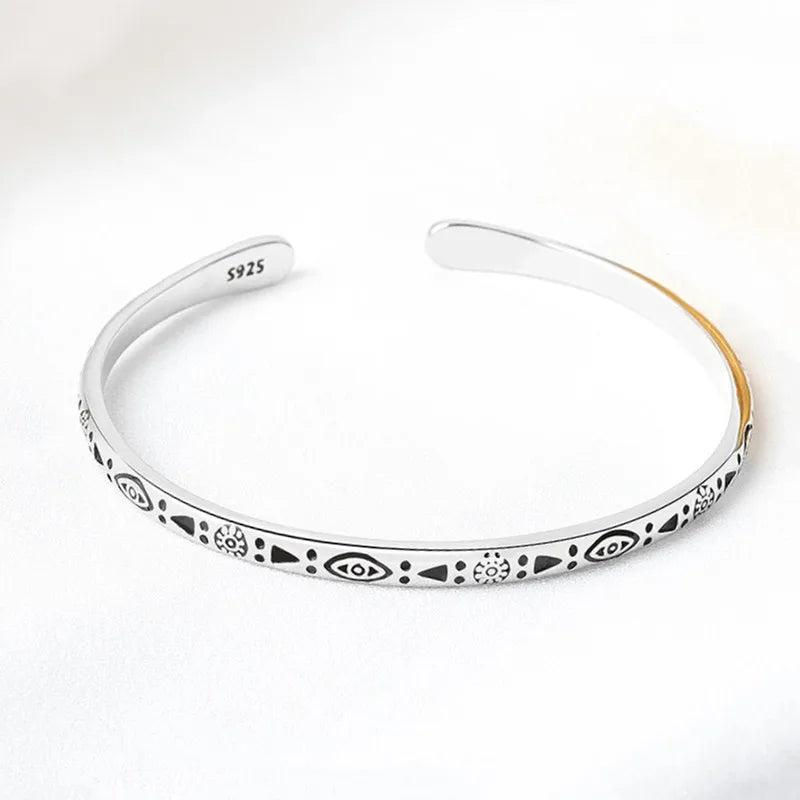 Tibetan Silver Charm Bracelet Bangle Women Men Jewelry On Hand Gift