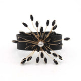 Metal Crystal Bracelet Circle Cuff Bangle Retro Wedding Jewelry