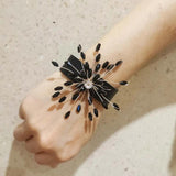 Metal Crystal Bracelet Circle Cuff Bangle Retro Wedding Jewelry