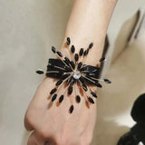 Metal Crystal Bracelet Circle Cuff Bangle Retro Wedding Jewelry