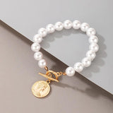 Adjustable Daisy Flower Pearl Bracelet for Women Girls Gift