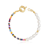 Adjustable Daisy Flower Pearl Bracelet for Women Girls Gift
