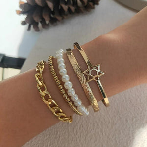 Yumfeel Adjustable Bangle Metal Cuff Bracelet for Women