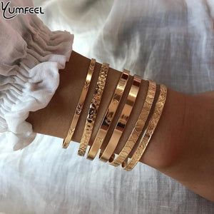Yumfeel Adjustable Bangle Metal Cuff Bracelet for Women