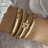 Yumfeel Adjustable Bangle Metal Cuff Bracelet for Women