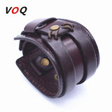 Brown Leather Punk Bracelets for Men