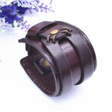 Brown Leather Punk Bracelets for Men