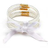 5pcs Buddhist Rush Bangle Bracelet Jelly Silicone Beads Ribbon Bow-knot