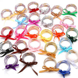 5pcs Buddhist Rush Bangle Bracelet Jelly Silicone Beads Ribbon Bow-knot