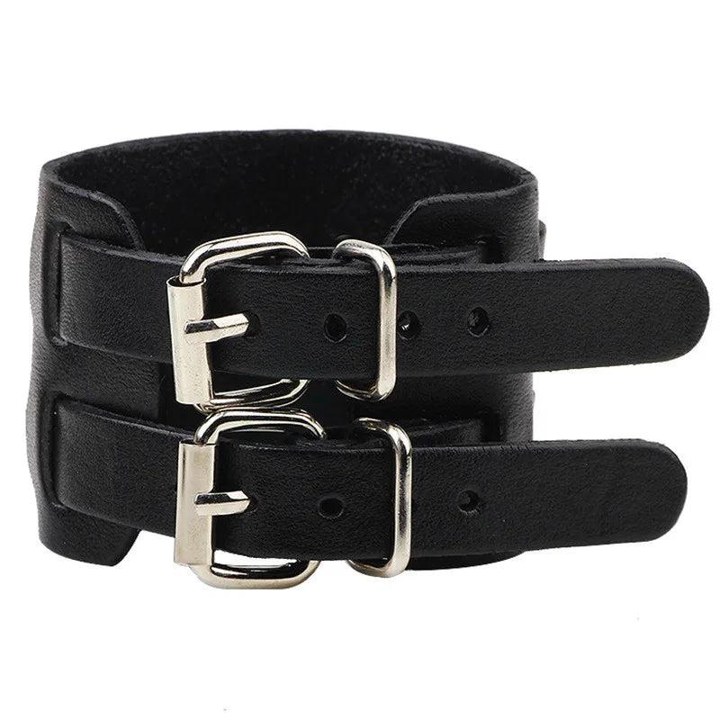 Retro Leather Cuff Bracelet with Adjustable Clasp