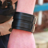 Retro Leather Cuff Bracelet with Adjustable Clasp