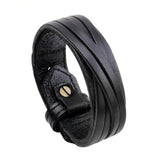 Kirykle Cow Leather Bracelet Biker Jewelry Men's Retro Wristband