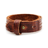 Kirykle Cow Leather Bracelet Biker Jewelry Men's Retro Wristband