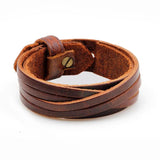 Kirykle Cow Leather Bracelet Biker Jewelry Men's Retro Wristband