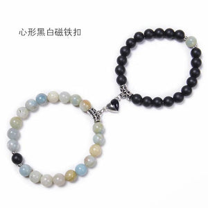 Heart Shaped Magnet Attraction Couple Bracelet Set Natural Stone Distance Paired