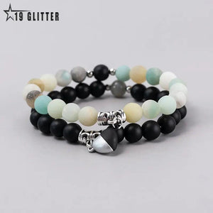 Heart Shaped Magnet Attraction Couple Bracelet Set Natural Stone Distance Paired