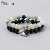Heart Shaped Magnet Attraction Couple Bracelet Set Natural Stone Distance Paired