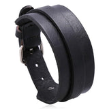 Punk Double Layer Cuff Bangel Bracelet Wide Leather Bracelet