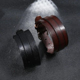 Punk Double Layer Cuff Bangel Bracelet Wide Leather Bracelet