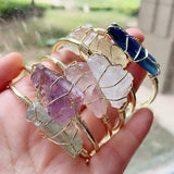 Quartz Bracelet Natural Stone Bangle Amethysts Crystal Cuff