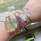 Quartz Bracelet Natural Stone Bangle Amethysts Crystal Cuff