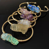 Quartz Bracelet Natural Stone Bangle Amethysts Crystal Cuff