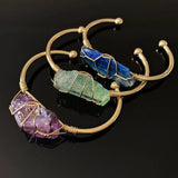 Quartz Bracelet Natural Stone Bangle Amethysts Crystal Cuff