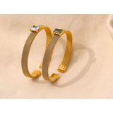 Stainless Steel Texture 18k Plated Chain Cuff Bracelet Olive Green