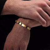 Golden Flat 6mm 8mm Cuff Bangles for Men Bracelet