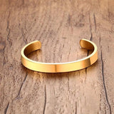 Golden Flat 6mm 8mm Cuff Bangles for Men Bracelet