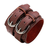 KOtik Double Belt Leather Wrist Friendship Big Wide Bracelet for Men