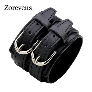 KOtik Double Belt Leather Wrist Friendship Big Wide Bracelet for Men