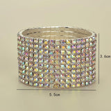 Multicolor Rhinestone Crystal Bracelet for Women Bridal Wedding Prom Jewelry