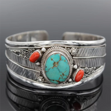 Vintage Open Bangle Bracelet Agate Turquoise Boho Jewelry Women Gift