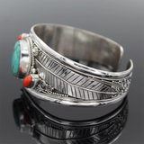 Vintage Open Bangle Bracelet Agate Turquoise Boho Jewelry Women Gift