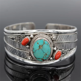 Vintage Open Bangle Bracelet Agate Turquoise Boho Jewelry Women Gift