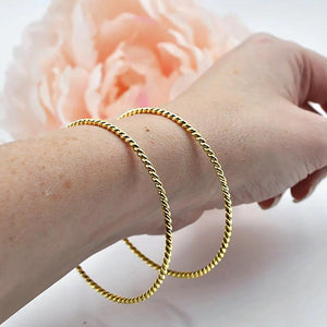 Stainless Steel Twist Rope Bangle Bracelet For Women 3mm