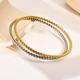 Stainless Steel Twist Rope Bangle Bracelet For Women 3mm