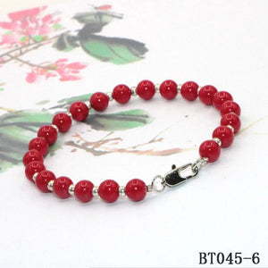 High Red Coral Pearl Bracelet with Lobster Clasp